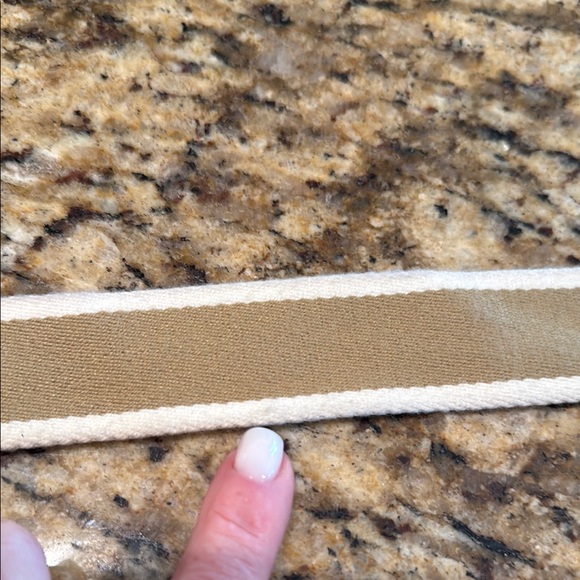 Coach Tan and Cream Canvas Belt with Silver Buckle - Picture 6 of 6